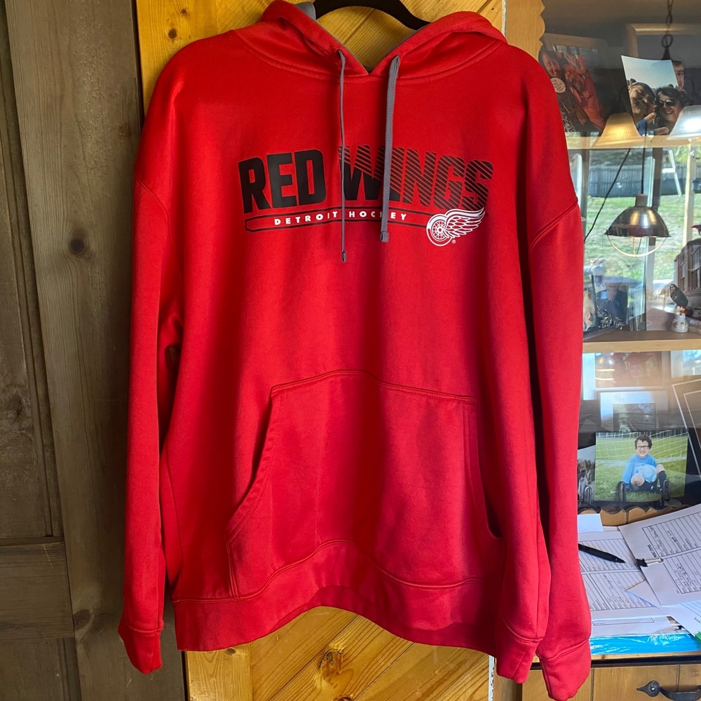 NHL Mens Red Wings Detroit Hockey Hoodie XL Pullover Hooded Sweatshirt NHL